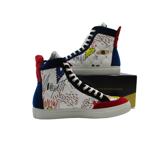 MoneYatti Classico Hi Top Mens Size 13.5 White Multi Color Master P Made Italy